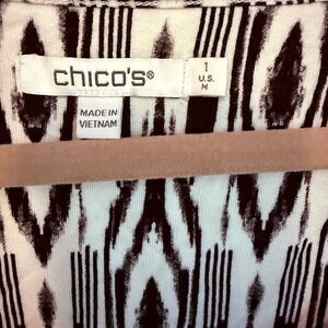 Chico's Women’s Black and White Abstract Print Sleeveless Top. via